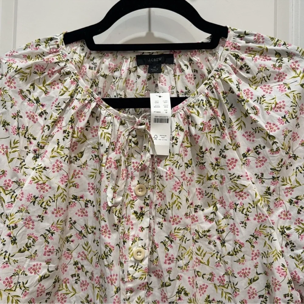 J. Crew Meadow Floral Long Sleeve button-front cotton poplin top Women’s Medium